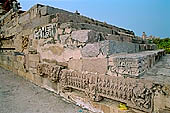 Khajuraho - carvings on the base of  Kandariya Mahadeva temple 